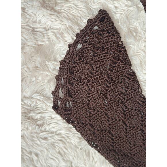 Y2K Vintage The Limited Womens Crochet Top M / L Brown Open Knit Boho Whimsigoth - Picture 5 of 8